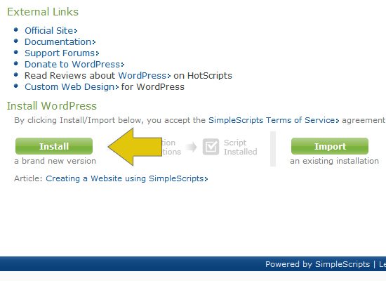 Installing WordPress with Simple Scripts on Blue Host takes 30 seconds