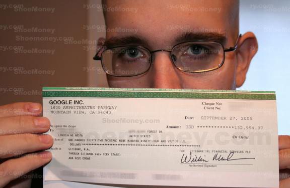 Shoemoney's Adsense check