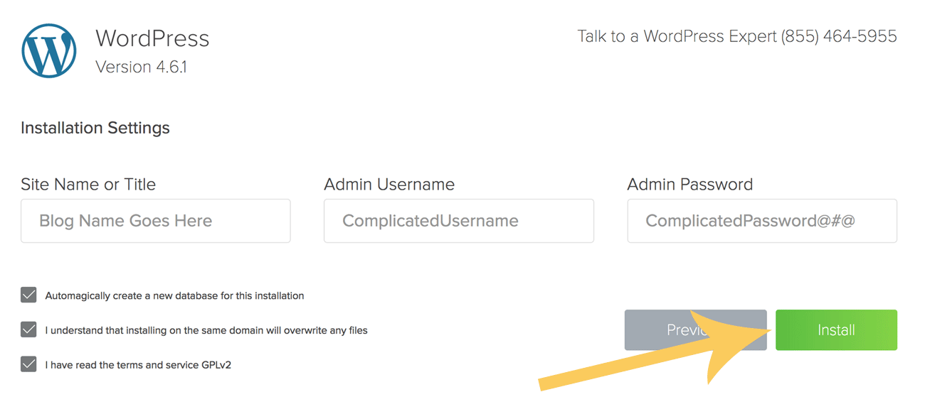 install wordpress on host