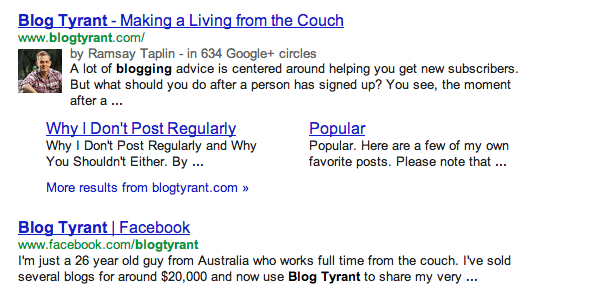 Google Authorship photo in search results