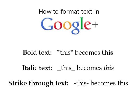 Google Plus format text