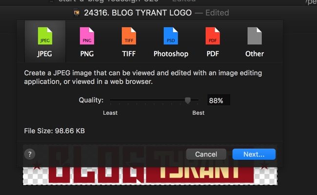 saving images for the web