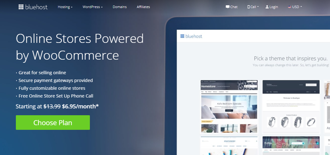 Alojamiento Bluehost WooCommerce