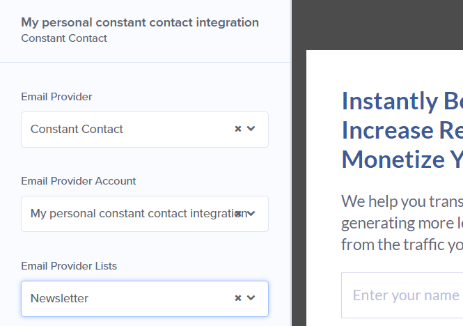 constant contact integration - how to create an email newsletter