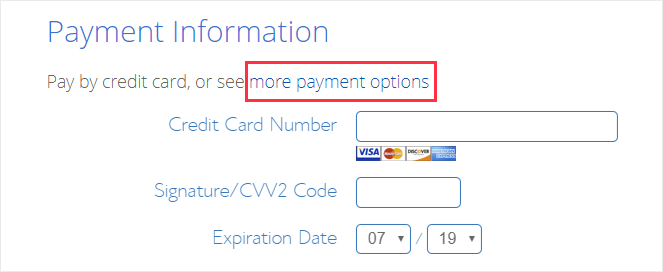 Payment information