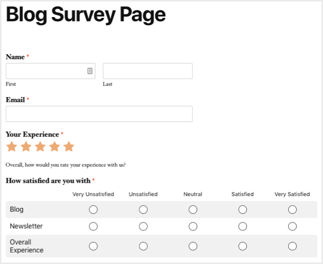 Preview your blog survey form