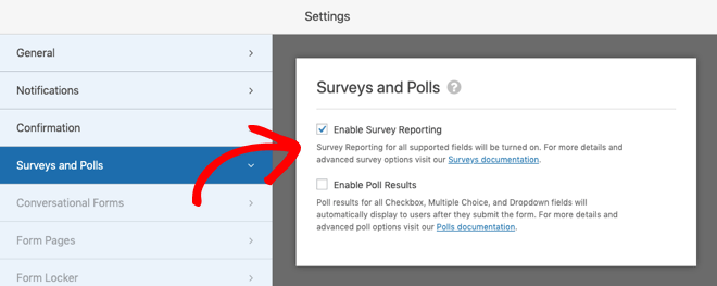 Enable Survey Reporting