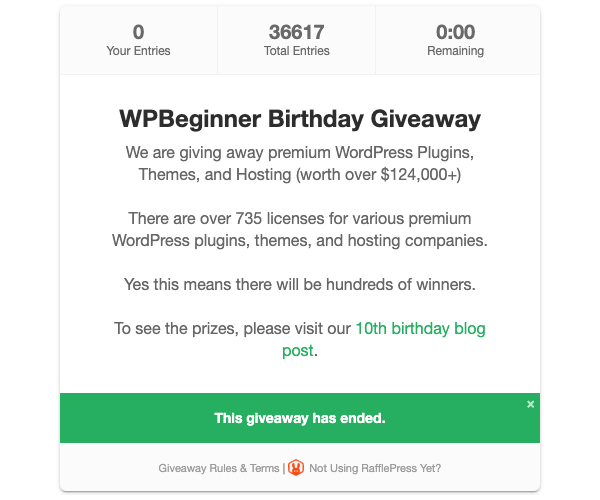 WPBeginner Birthday Giveaway