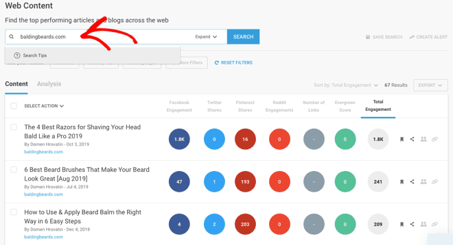 buzzsumo best content for balding beards