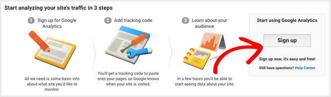 sign up for google analytics