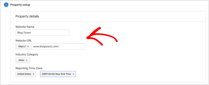 How to Install Google Analytics on Your WordPress Blog 8 enter web property details
