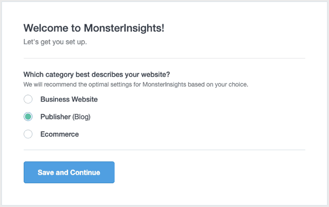 monsterinsights setup 1