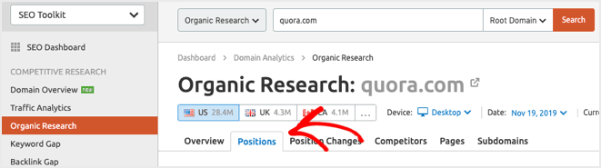 semrush quora example