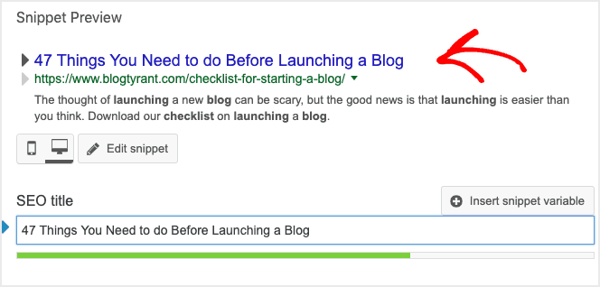 Yoast SEO title preview - Blog Tyrant Yoast SEO title preview