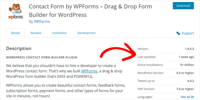 WPForms version and compatibility