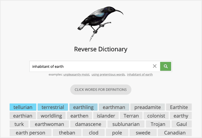 reverse dictionary