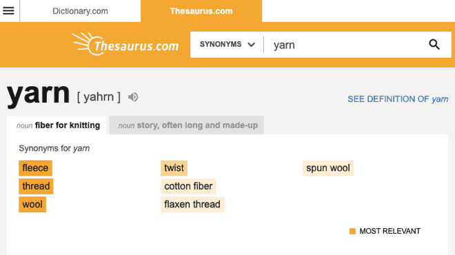 thesaurus synonyms of yarn