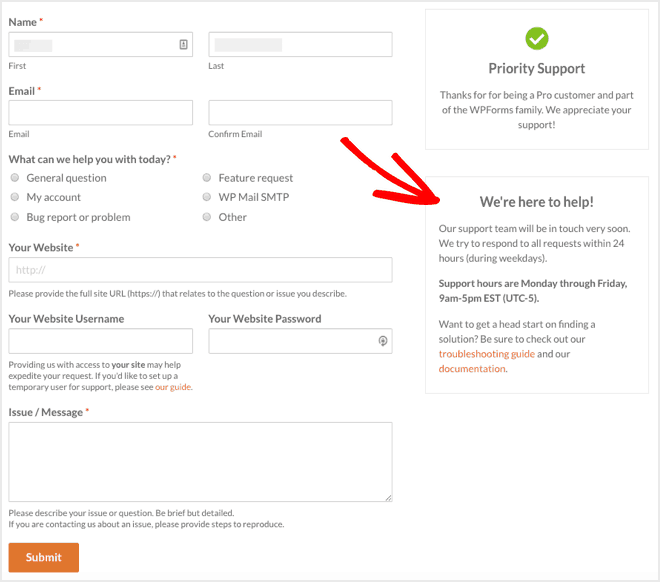 wpforms technical question contact form