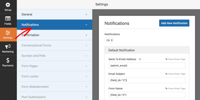 WPForms notifications