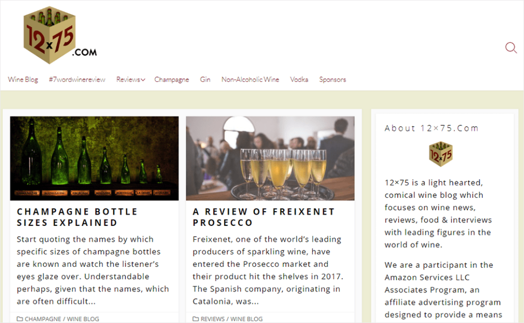 What Is a Blog Example: 12x75 Wine Blog