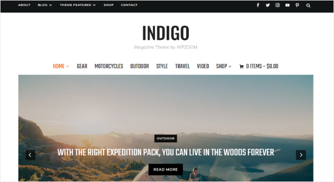 Indigo WordPress theme