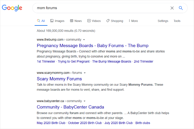 google-search-for-mom-forums