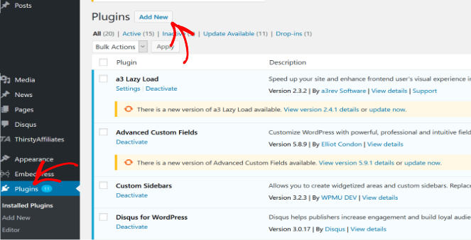 Plugins-Add-new - Blog Tyrant install plugin