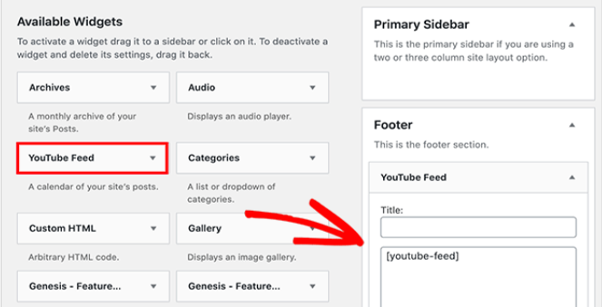 youtube playlist sidebar widget