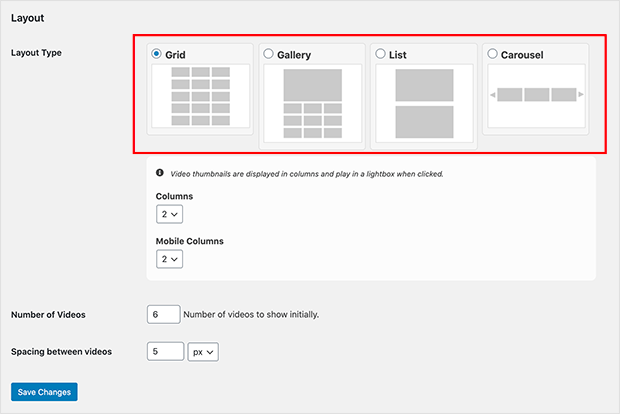 youtube playlist layout types