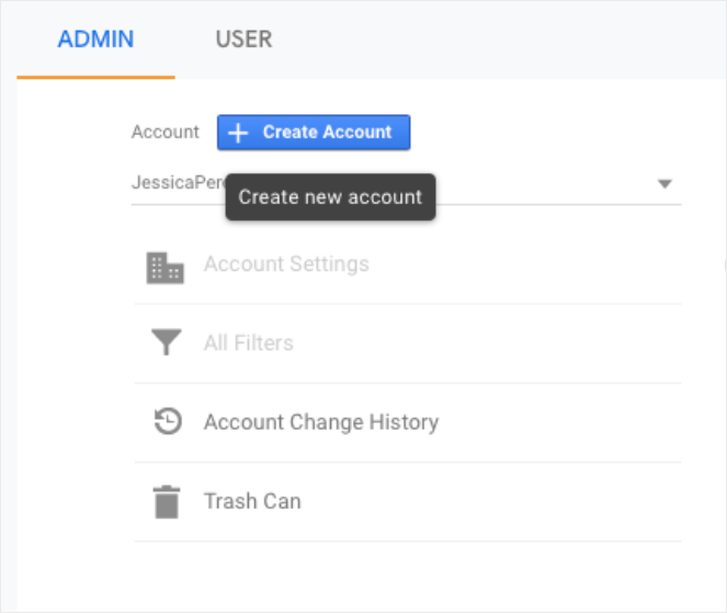Create google analytics account and click on create account 