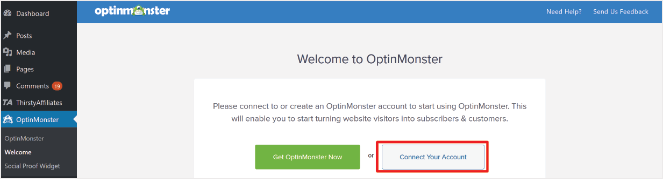 Connect OptinMonster account