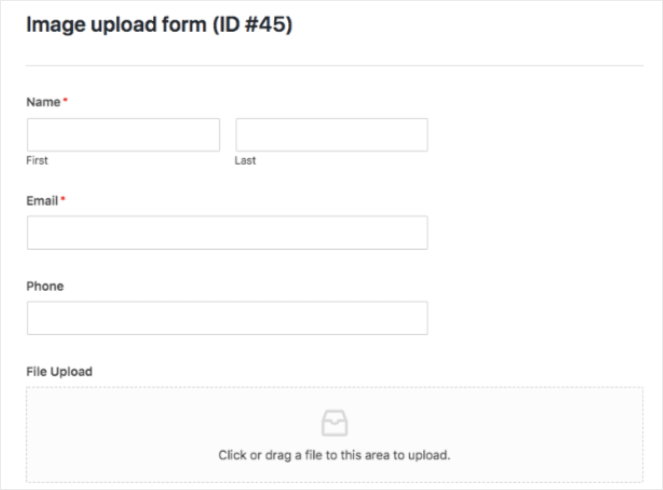 What the image upload form will look like 