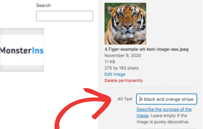 Change the alt text in WordPress, alt text helps your image SEO 