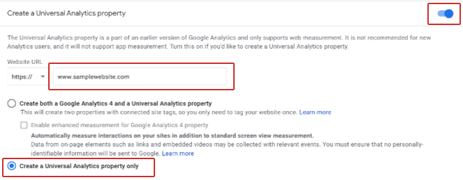 Create a Universal Analytics property allows you to check the number of visitors with MonsterInsights 