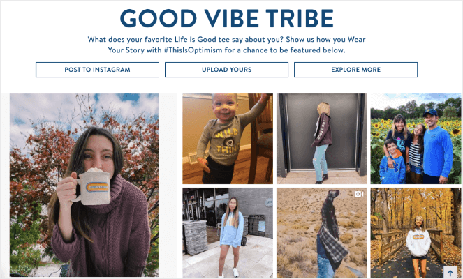 The good vibe tribe is a hashtag feed example of engaging and getting more users to follow your blog. 