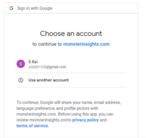 Choose your gmail account with your google analytics account 