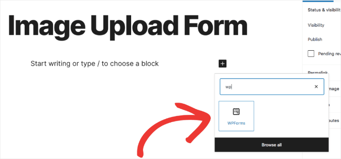 Click on the widget WPForms to load the form 
