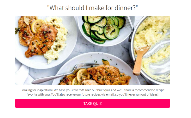 quiz-landing-page-example-from-food-blog