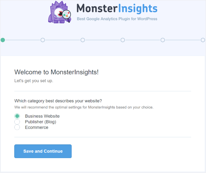  Asistente de configuración de MonsterInsights