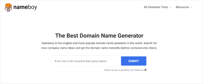 use nameboy to come up with a domain name