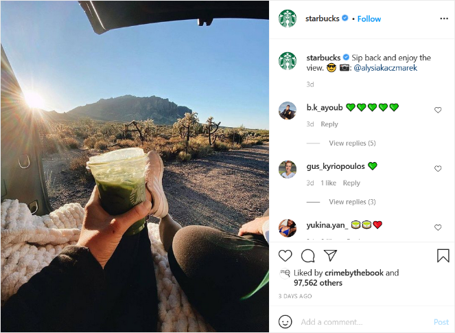 user-generated content example for starbucks instagram