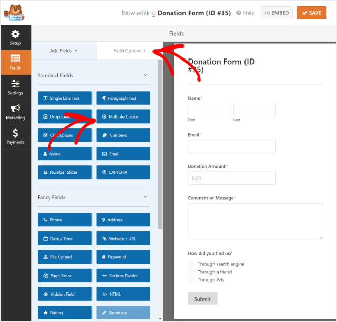 Drag and drop feature - WPForms