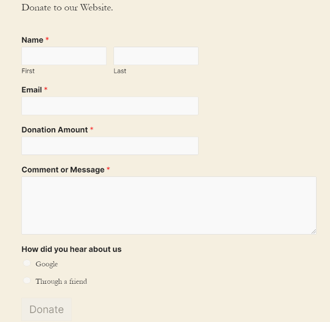Donation form on your blog