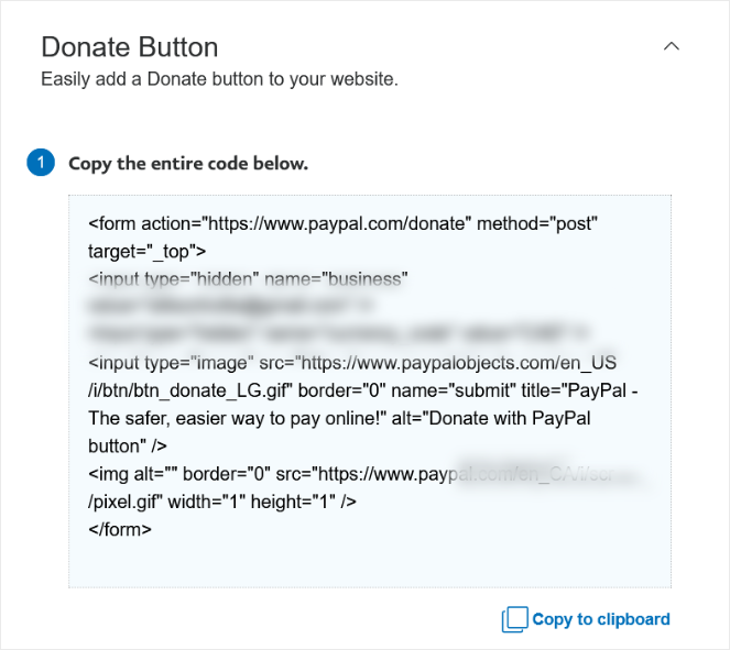 copy the donate button code