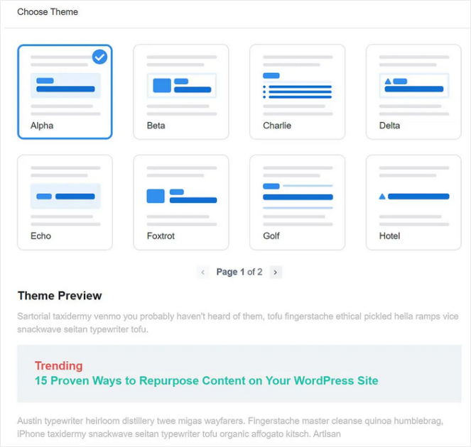 monsterinsights popular post feature layout options