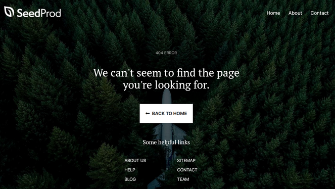 404 error page created with landing page builder