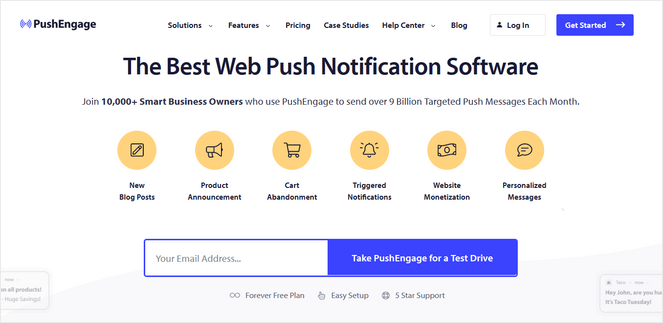 Software de notificación push PushEngage