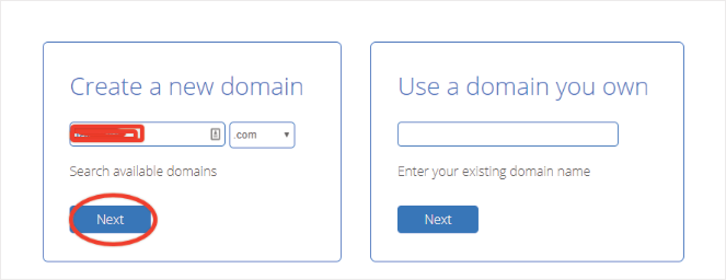 bluehost create a domain name