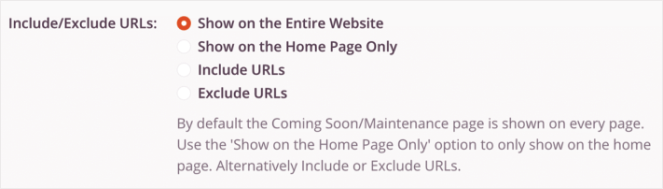 specify URLs for your coming soon page