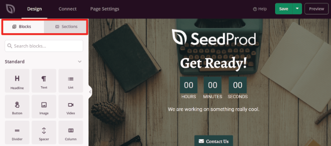 SeedProd Blocks and section
